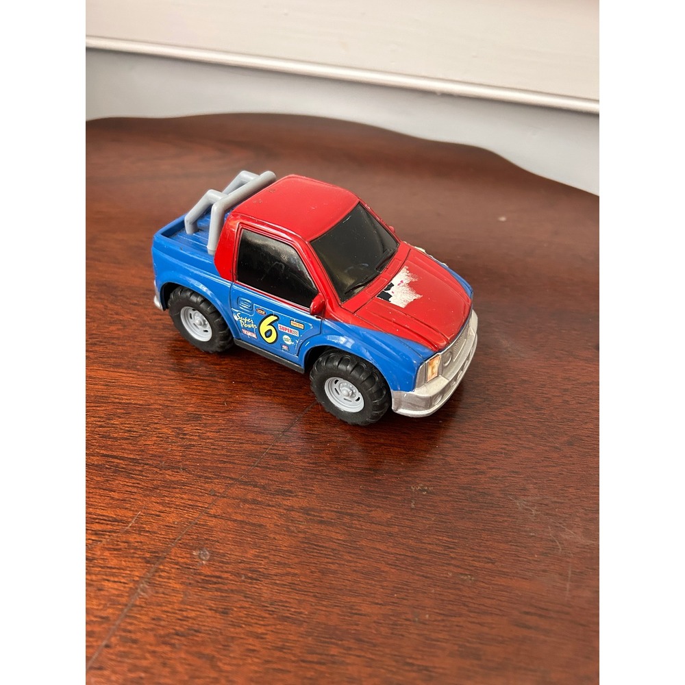 Vintage Red and Blue Toy Pickup Truck Racing Number 6 Super Power Made in China
